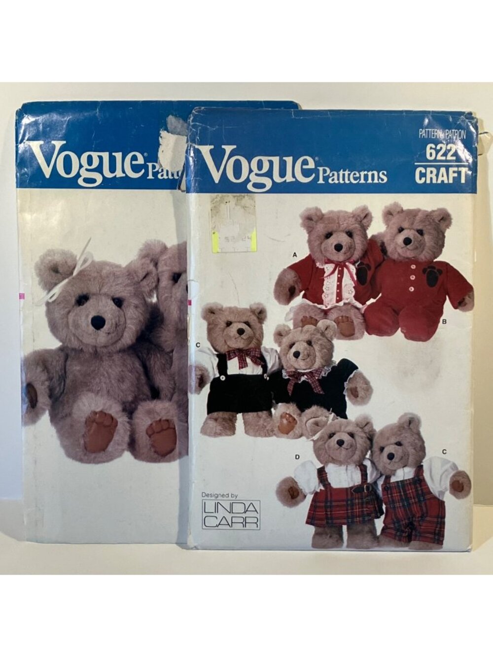 Vogue 621/622 15" Teddy Bear & Clothes Patterns Linda Carr Baby Bear Plush UC